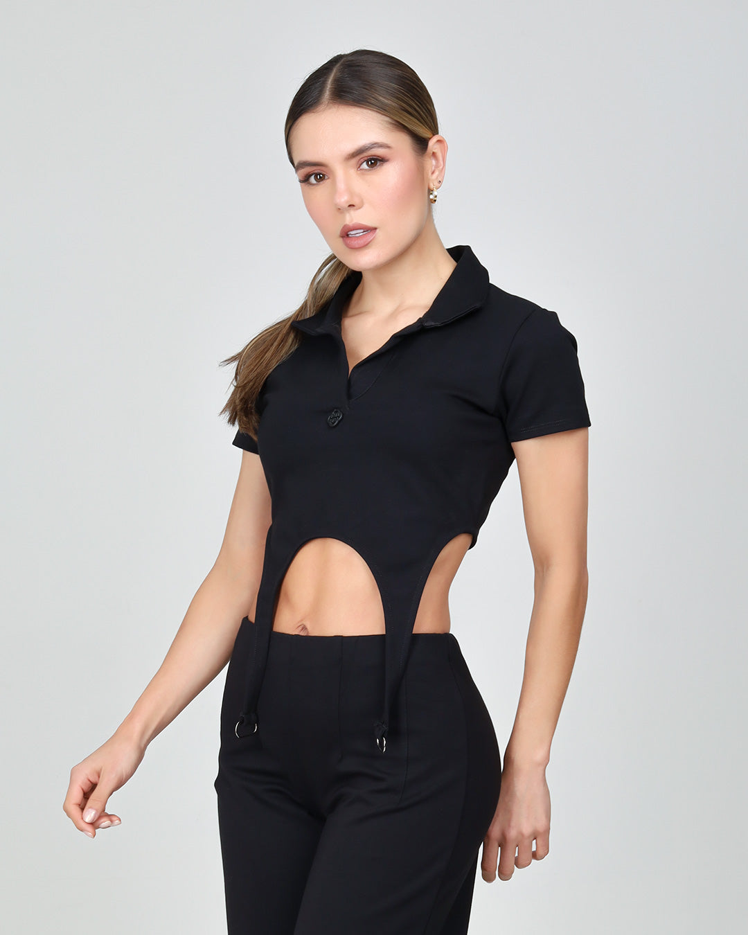 POLO CROP TOP ALKA BLACK