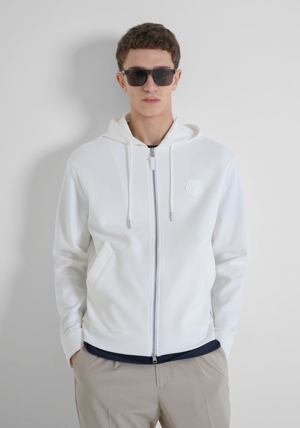 HOODIE REGULAR FIT IN INTERLOC CREAM